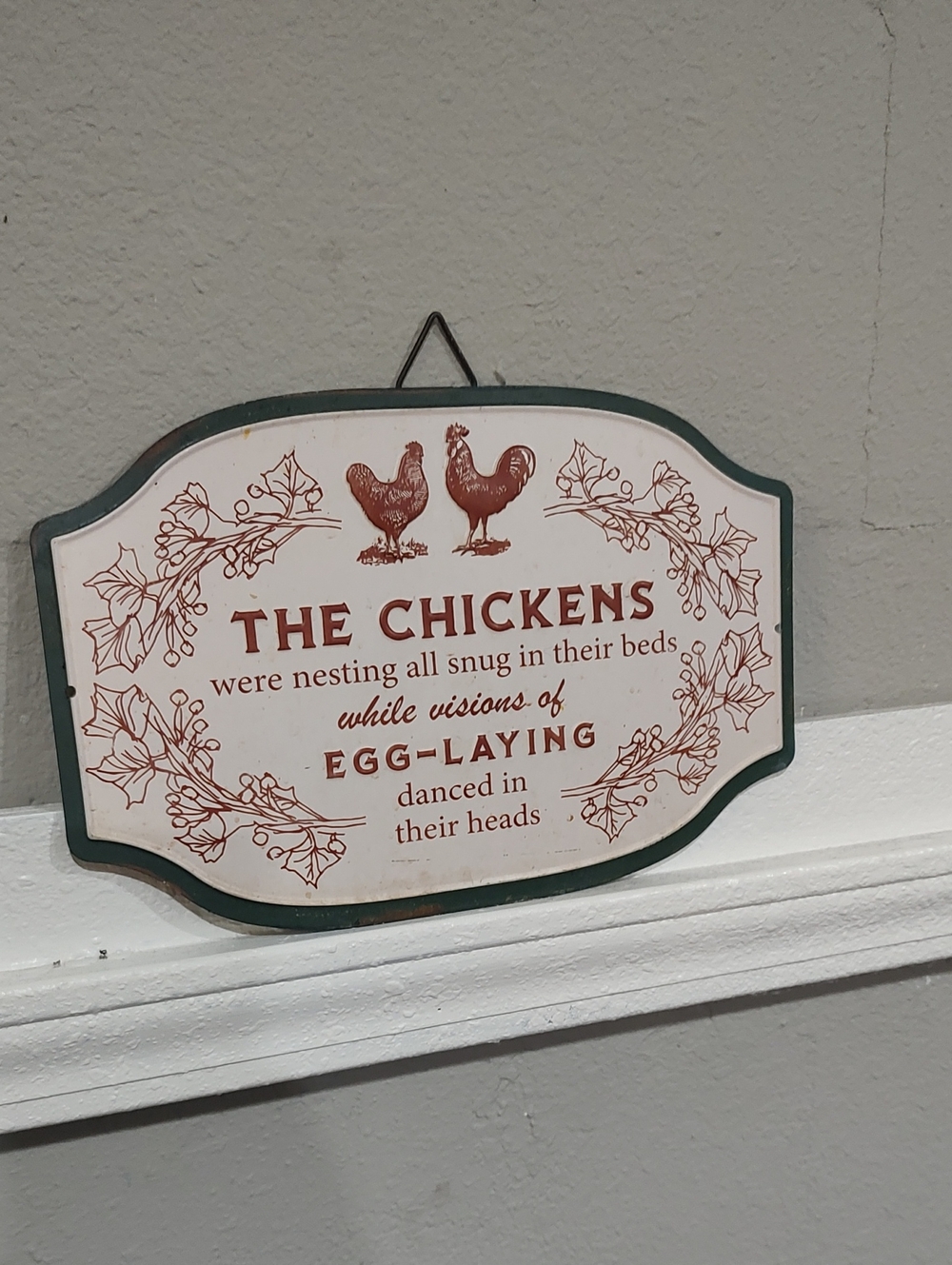 Rustic Christmas Chickens Wall Sign